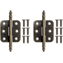 Thsinde - 2 Pcs Antique Metal Hinges Cabinet Drawer Box Hinges with Screws