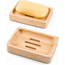 2 pièces en bois naturel porte-savon en bambou bois, porte-savon en bambou douche boîte à savon à la main boîte à savon