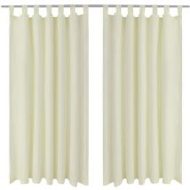 2 pcs Black Micro-Satin Curtains with Loops 140 x 245 cm VDTD00259