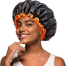 2 pcs Bonnet de Douche Noir pour Femmes, Bonnets de Douche Réutilisables et Imperméables pour Hommes, Bonnet de Bain à Double Couche pour Cheveux