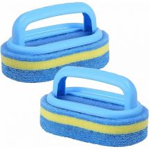 2 Pcs Brosse-Eponge de Nettoyage pour Salle de Bain, avec Poignée en Plastique, Brosse de Nettoyage Polyvalente, Epurateur D'éponge pour Cuisine,