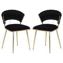 Sureh - 2 pcs Velvet Dining Chairs, Chaises de salle à manger tapissées avec pieds en métal doré, Chaises d'appoint modernes pour salon, salle à