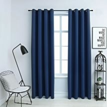 Nova - Rideaux occultants avec anneaux en métal 2 pcs Bleu 140x245 cm