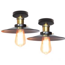 2 pcs Fer Forgé Moderne Créatif Plafonnier E27 Salon Cuisine Métal Lampe de Plafond 26CM