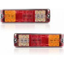2 Pcs Feux Arrière Remorque led 12V Homologué e Éclairage Arrière de Voiture étanche, 5 fonctions - feu freinage, clignotant, feu recul, feu
