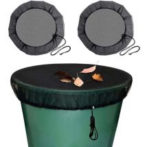 Tuserxln - 2 Pcs Filet pour Citerne de Pluie, Filet de Protection pour Tonneau de Pluie avec Cordon de Serrage, Filet de Protection Réglable,