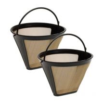 2 PCS Filtre Cafetiere en Acier Doré 304 10cm 100 Mailles Filtre à Café Permanent Antirouille Goutteur de Café Réutilisable Anti-corrosion pour