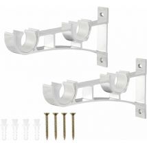 Petites Ecrevisses - 2 Pcs Gardinenstangen Wandhalterung 35mm Vorhang Stange Halter Doppelt Gardinenstange Halterungen mit Schrauben Weiß