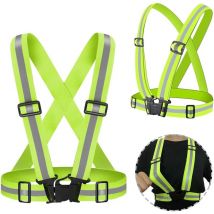 2 PCS Gilet Réfléchissante Elastique Taille Ajustable, Gilet de sécurité Forte Visibilité, Respirant Plein air Gilet de Sécurité, idéal pour Hommes