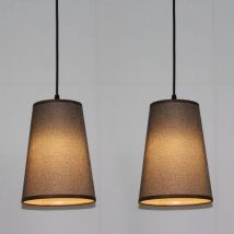 Lampada a Sospensione Elegante Lampadario a Sospensione Paralume Tessuto Creativo Ø20CM Marrone 2 Pezzi