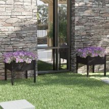 Design In - 2 pcs Jardinière Pot de Fleurss Noir 70x70x70 cm Bois de pin massif CVW40256