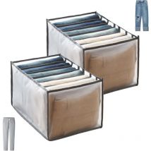 2 Pcs Jeans Organisateur Rangement Pantalon de Tiroir Armoire Pliable en Maille, Séparateurs de Boîte Placard de Penderie Grande Capacité pour