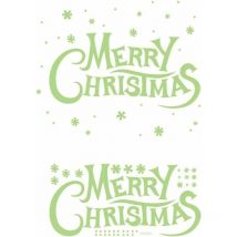2 Pcs Joyeux Noël Autocollant Mural Lumineux, Lettres de Noël Autocollant Fluorescent Fenêtre Porte Stickers Décoration de Noël Noël Décor à La