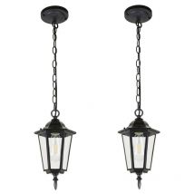Wottes - Industrielle Pendelleuchte Metall Glas Hängeleuchte Innen Dekoration Esstischlampe Wohnzimmerlampe Schwarz 2 Stücke