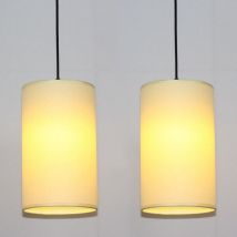 Wottes - Lampadario a Sospensione Tessuto Moderno Lampada a Sospensione Paralume Tessuto Giallo Cavo Regolabile 2 Pezzi