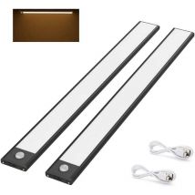 Riceel - 2 Pcs Lampe de Placard led, 40cm, Sans Fil, Rechargeable par usb, Aimanté, Détecteur de Mouvement, 3 Modes d'Éclairage, Portable, Lumière de