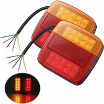 2 pcs led Feu arrière Lumière Rouge et Ambre et Blanc Multifonctionnel Remorque Camion Caravane Van Bateau Lampe Lumière Immatriculation Feu, 12 v,
