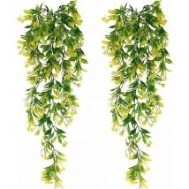 2 Pcs Lierre Artificiel Plantes Suspension Vertes artificielles pour Célébration, Mariage, Cuisine, Jardin, Bureau Décoration-Jaune