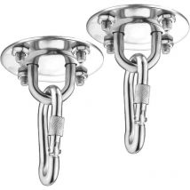 Alovez - 2 Pcs Lourds Crochet ​De Plafond, 450KG Capacité Acier Inoxydable Hamac à Suspendre kit 180°Rotation pour Béton Bois Ensembles, Chaise