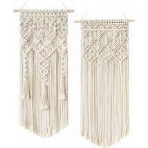 Thsinde - Lot de 2 tentures murales en macramé – Tapisserie tissée bohème chic pour une belle décoration de mariage, de chambre d'appartement, de