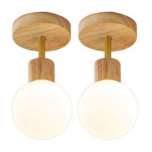 Modern Ceiling Light Fixture Semi Flush Mount Wood Ceiling Lamp for Hallway Corridor Passway Cloakroom 2Pcs
