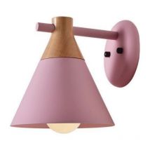 Wottes - Moderne Industrielle Wandlampe Holz Metall Wandleuchte Rosa Innen Wandbeleuchtung für Schlafzimmer Wohnzimmer Flur