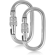 2 pcs Mousqueton Escalade 25kN, mousquetons Inoxydable o Mousqueton à Verrouillage avec Fermoir à vis pour l'escalade, la Descente en Rappel, hamacs,