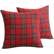 2 pcs Noël Plaid Tartan Coussin Couvre Xmas Jeter Taie d'oreiller Lit Canapé Décor à La Maison