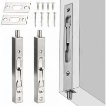 Ersandy - 2 pcs Porte de Sécurité Dissimulée en Acier Inoxydable 15 1.6 2cm Serrure à Pêne Coulissant Antirouille Loquet Caché de Porte Anticorrosion