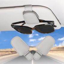 2 pcs Porte-lunettes de voiture en cuir véritable, accessoires de pare-soleil de voiture, porte-lunettes magnétiques, porte-lunettes de voiture,