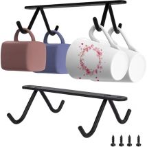 Fitags - 2 Pcs Porte Tasse Suspendu Crochet Tasse Suspendu Porte Tasse à Café sous Placard Armoire avec 4 Vis pour Mugs Tasses à Café Tasses à Bière