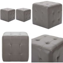 2 pcs Poufs Gris 30 x 30 x 30 cm Similicuir - Pouf Gris - Pouf Design - Pouf Moderne - Pouf Confortable - Pouf Salle De Séjour - Home & Living