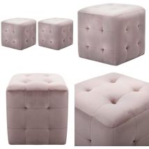 2 pcs Poufs Rose 30 x 30 x 30 cm Tissu velours - Pouf Rose - Pouf Design - Pouf Velours - Pouf Confort - Meuble Salon - Home & Living