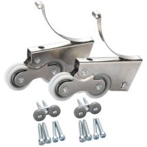 2 PCS Poulie silencieuse en acier inoxydable/alliage de titane à deux roulettes pour porte de garde-robe coulissante