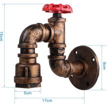 Applique Murale Vintage Industriel Lampe Murale Métal Luminaire Murale Steampunk Conduites D'eau Rouille Ø5CM - 1Pcs