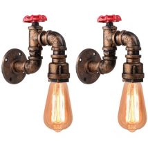 Applique Murale Vintage Industriel Lampe Murale Métal Luminaire Murale Steampunk Conduites D'eau Rouille Ø5CM - 2Pcs