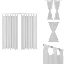 2 pcs Rideau à Passant Micro Satin Blanc 140 x 175 cm - Rideaux - Rideaux Décoratifs - Rideaux Blanc - Rideaux Salle à Manger - Rideaux Chambre