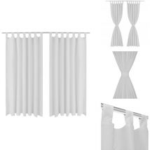 2 pcs Rideau à Passant Micro Satin Blanc 140 x 225 cm - Rideaux - Rideaux Décoratifs - Rideaux Blancs - Rideaux Pour Salon - Rideaux Pour Chambre