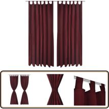 2 pcs Rideau à Passant Micro Satin Bordeaux 140 x 175 cm - Rideaux Bordeaux - Rideaux Salle à Manger - Rideaux Pour Chambre - Rideaux Décoratifs