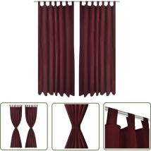 2 pcs Rideau à Passant Micro Satin Bordeaux 140 x 225 cm - Rideaux - Décoration Intérieure - Rideaux Bordeaux - Rideaux Pour Salon - Rideaux Pour