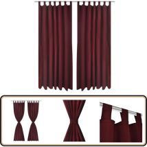 2 pcs Rideau à Passant Micro Satin Bordeaux 140 x 225 cm - Rideaux - Décoration Intérieure - Rideaux Bordeaux - Rideaux Pour Salon - Rideaux Pour