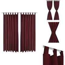 2 pcs Rideau à Passant Micro Satin Bordeaux 140 x 225 cm - Rideaux - Décoration Intérieure - Rideaux Bordeaux - Rideaux Pour Salon - Rideaux Pour