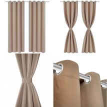 2 pcs Rideau Blackout Occultant Crème avec Œillets en métal 135x245cm - Rideaux Occultants - Rideaux Crème - Rideaux Pour Salon - Rideaux Pour