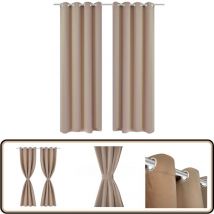 2 pcs Rideau Blackout Occultant Crème avec Œillets en métal 135x245cm - Rideaux Occultants - Rideaux Crème - Rideaux Pour Salon - Rideaux Pour