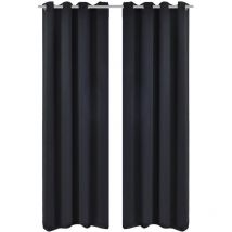 2 pcs Rideau Blackout Occultant Noir avec Œillets en métal