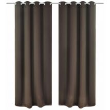 2 pcs Rideau Blackout Occultant Brun avec Œillets en métal