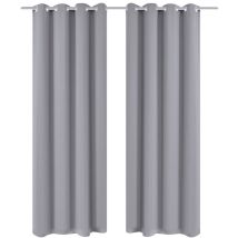 2 pcs Rideau Blackout Occultant Gris avec Œillets en métal