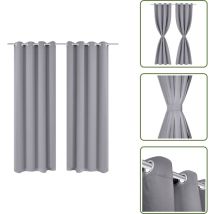 2 pcs Rideau Blackout Occultant Gris avec Œillets en métal 135x245cm - Rideaux Gris - Rideaux Occultants - Rideaux Pour Salon - Rideaux Pour Chambre
