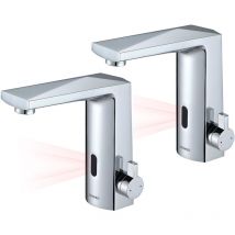 2 pcs Rubinetto Automatico con Sensore ad Infrarossi Miscelatore Acqua Calda e Fredda per Lavabo Bagno, Rubinetto a Infrarossi per lavello