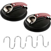 Fei Yu - 2 Pcs Ventouse avec Crochets, Voiture Ventouses Anchor Ventouse Crochets Camping Multifonctionnel Ventouse Fixation avec 4 s crochets